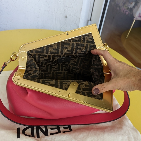 Fendi First Nappa Leather Clutch Fuchsia rare color - Picture 16 of 17